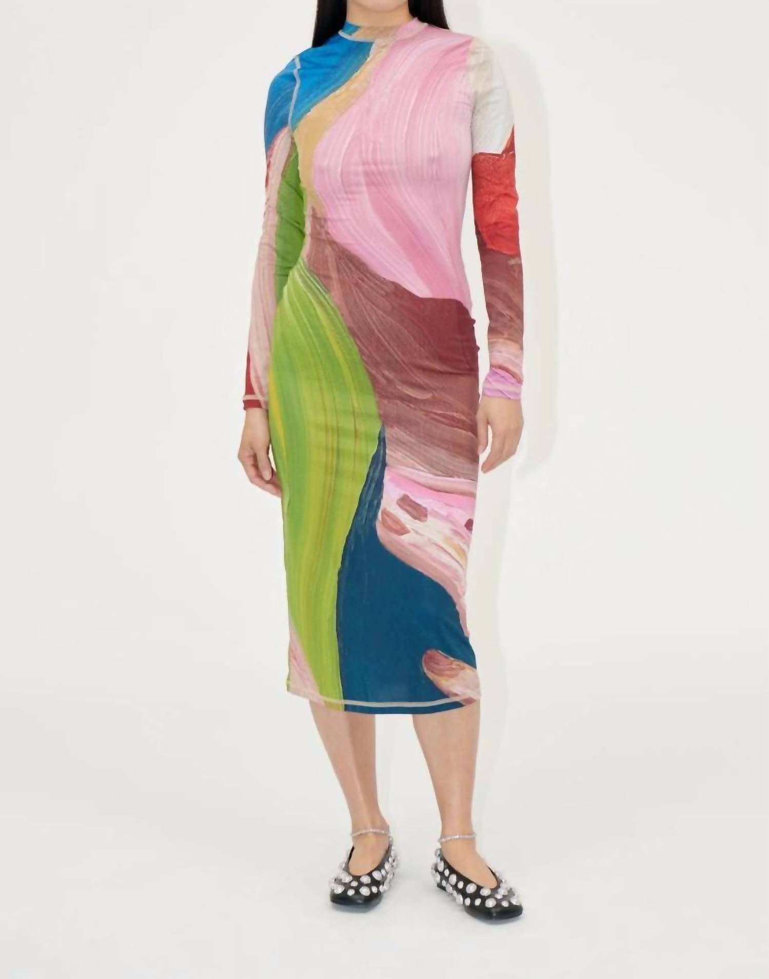 Stine Goya - Pullover Long Sleeve Dress - clothing - dresses - midi