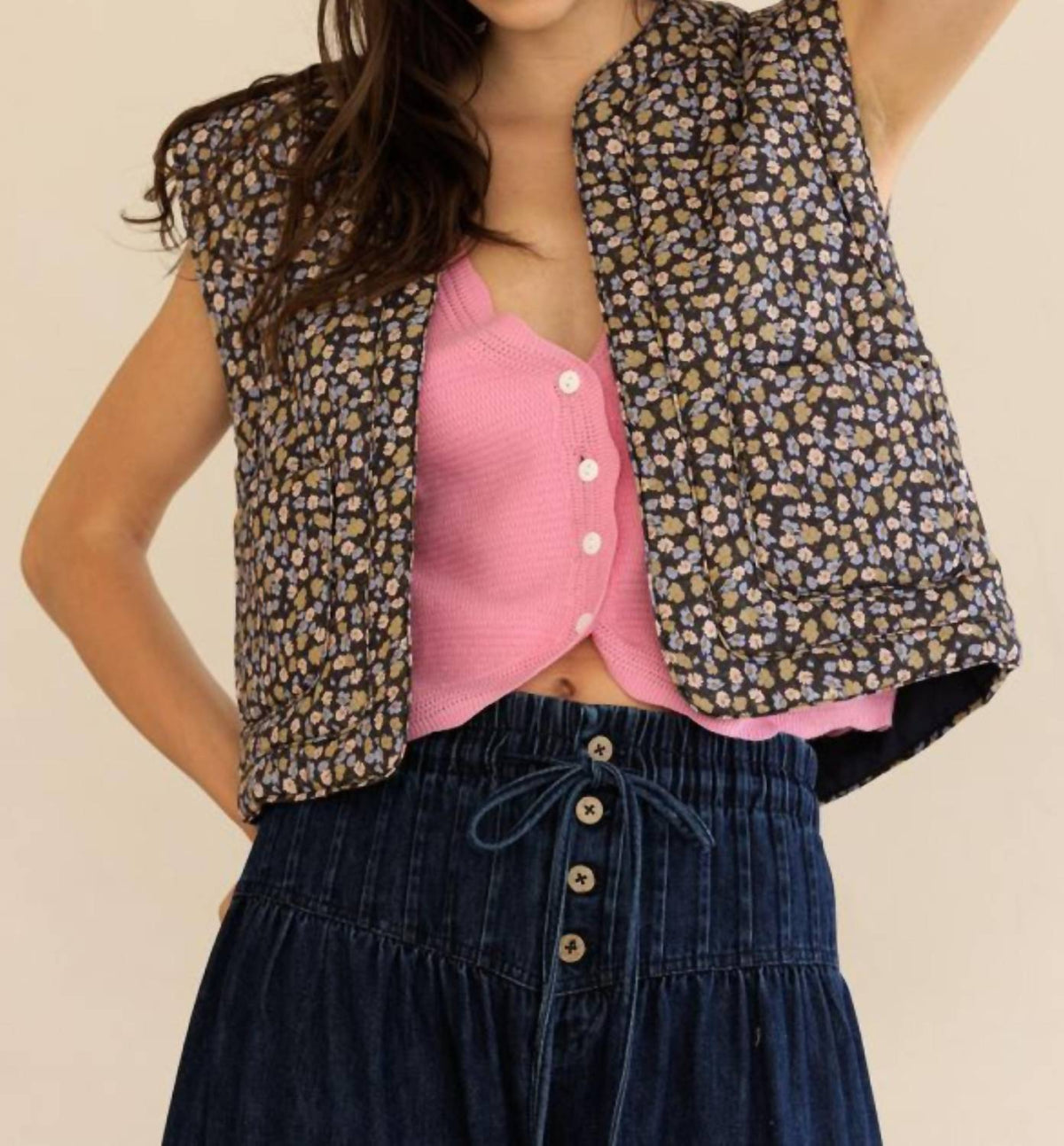 Storia - Quilted Fall Floral Vest