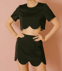 Storia - Rhinestone Trim Cropped Top