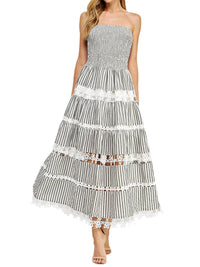 Strut & Bolt - Eyelet Lace Stripe Tube Dress - clothing - dresses - grey