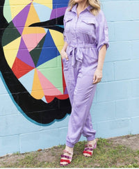 Strut & Bolt - Satin Button-up Shirt Jumpsuit