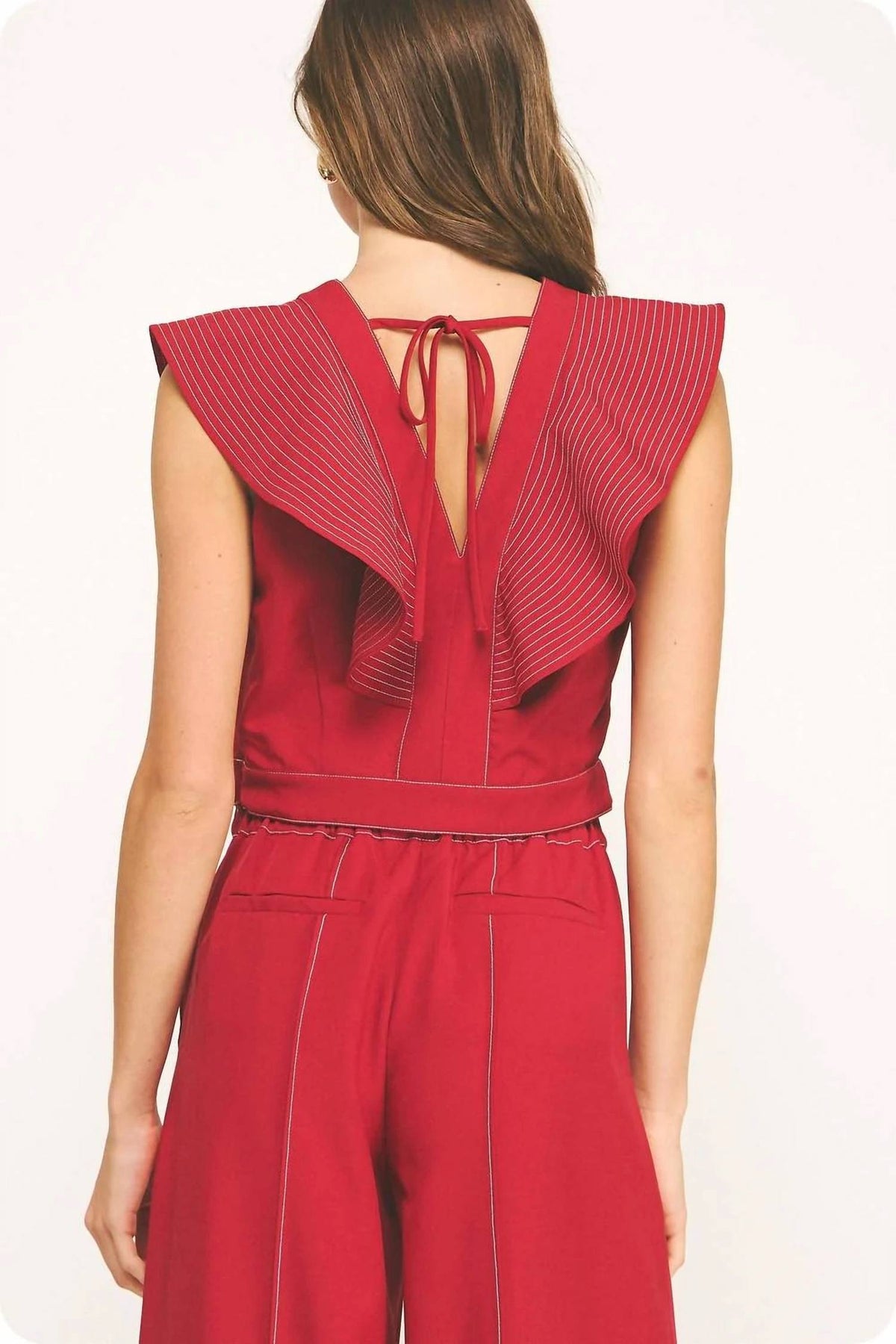Strut & Bolt - Stitch Ruffle V-neck Top