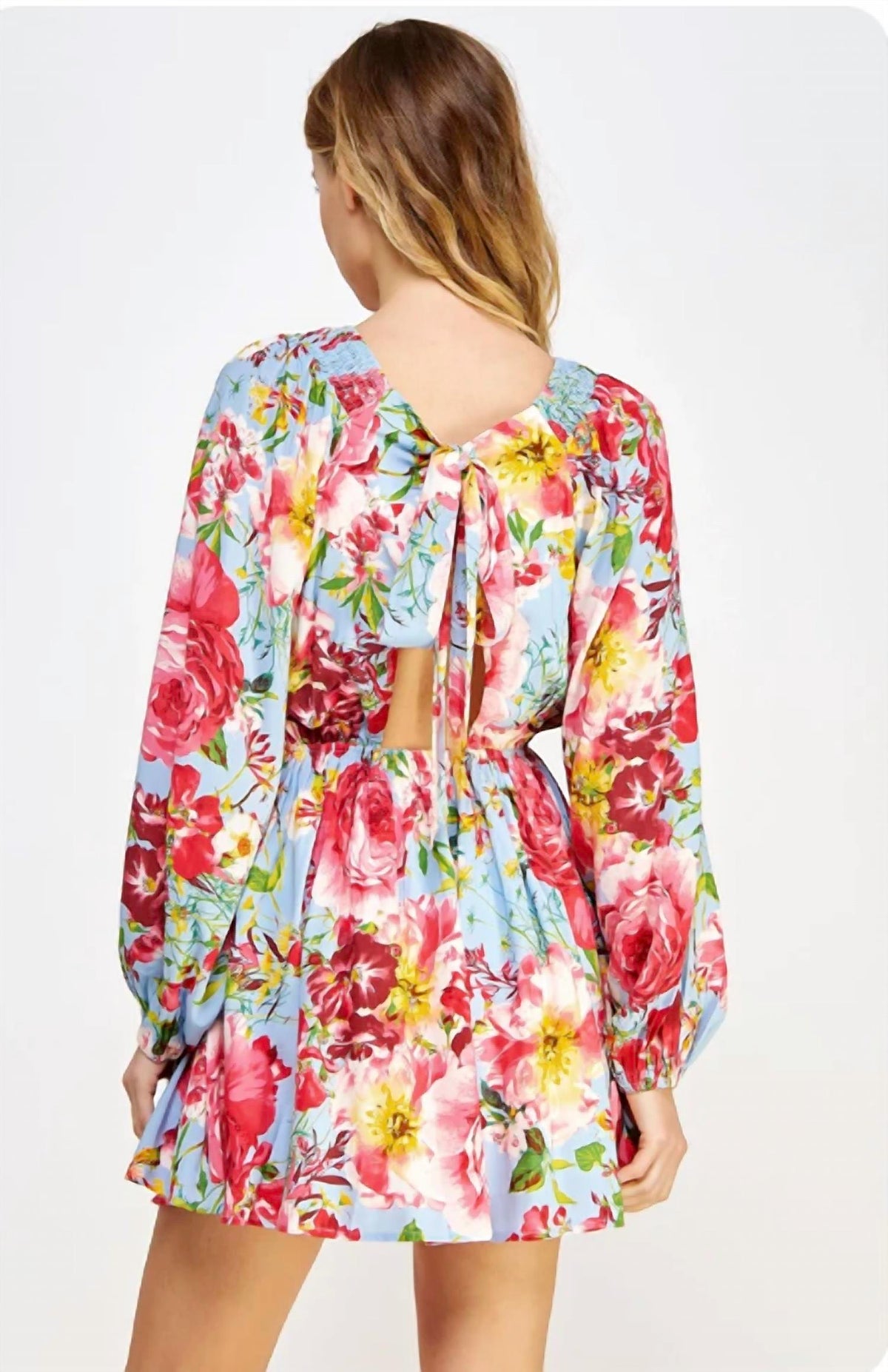 Strut & Bolt - V-Neck Back Tie Closure Mini Dress