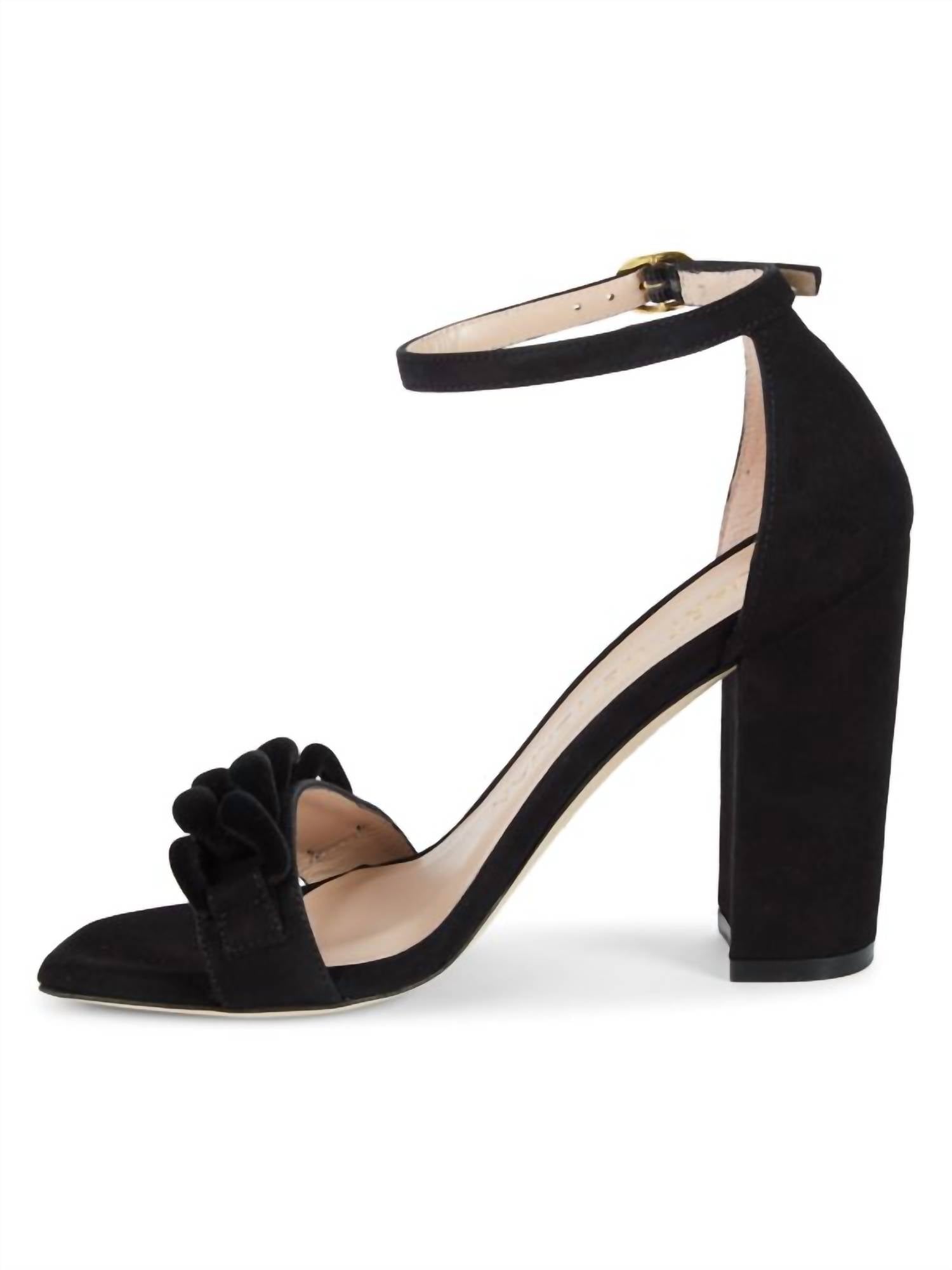 Stuart Weitzman - Women's Amelina Chain Suede Sandals - black - sandals - shoes