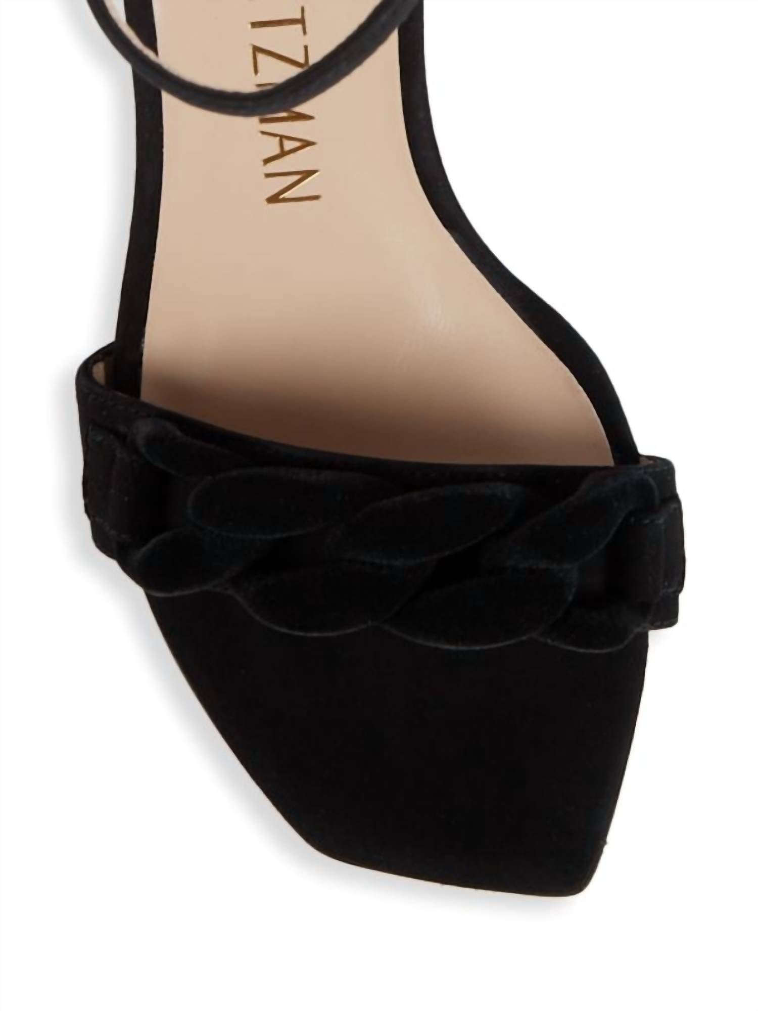 Stuart Weitzman - Women's Amelina Chain Suede Sandals - black - sandals - shoes