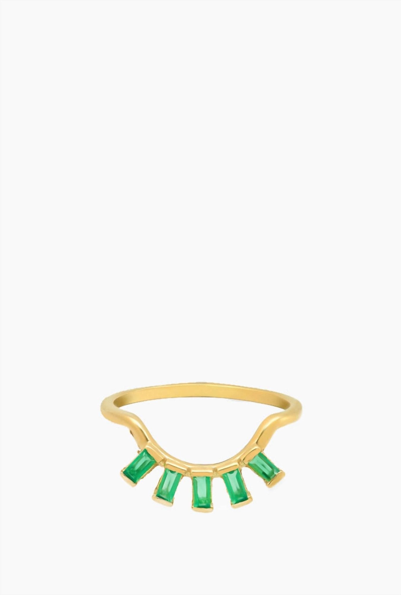 Studio Grun - Women's Eyelash Baguette Ring - green - jewelry - rings