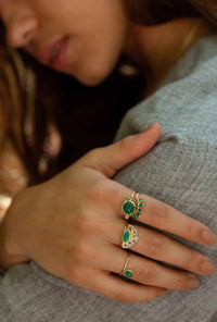 Studio Grun - Women's Eyelash Baguette Ring - green - jewelry - rings