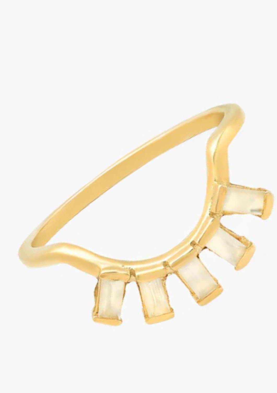 Studio Grun - Women's Eyelash Baguette Ring - gold - jewelry - rings