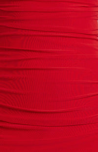 Style State - Asymmetric Hem Ruched Mesh Dress
