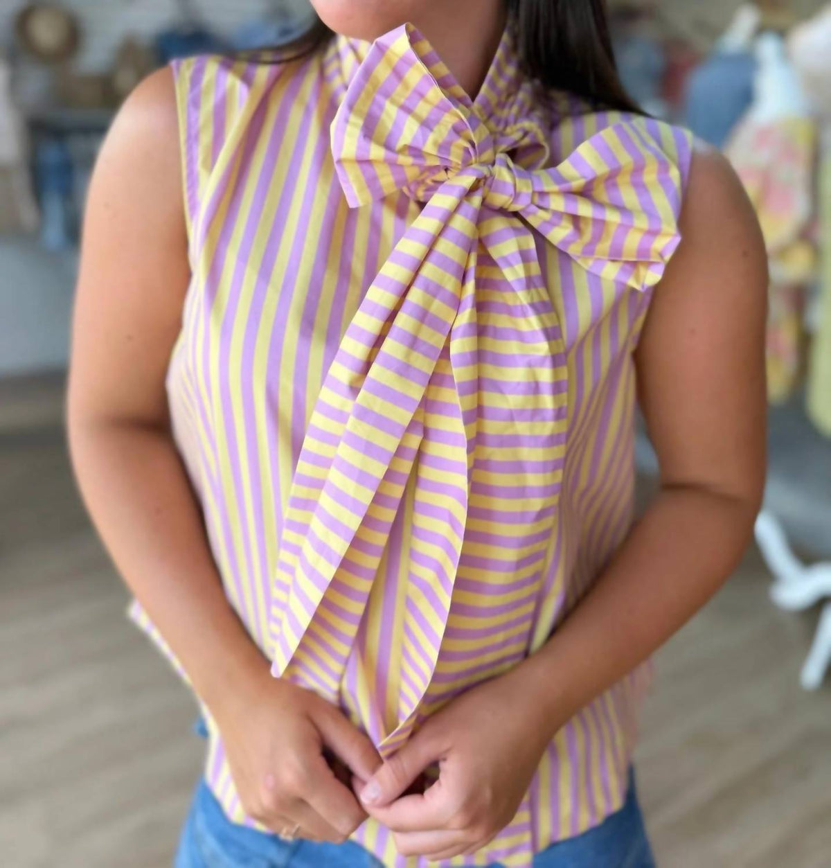 Style U - Tiger Tail Bow Blouse