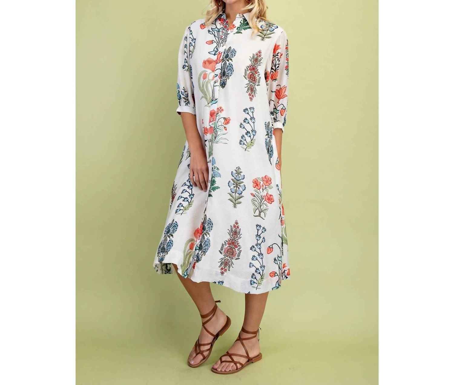Style Usa - Sofia Floral Print Shirt Dress - clothing - dresses - floral