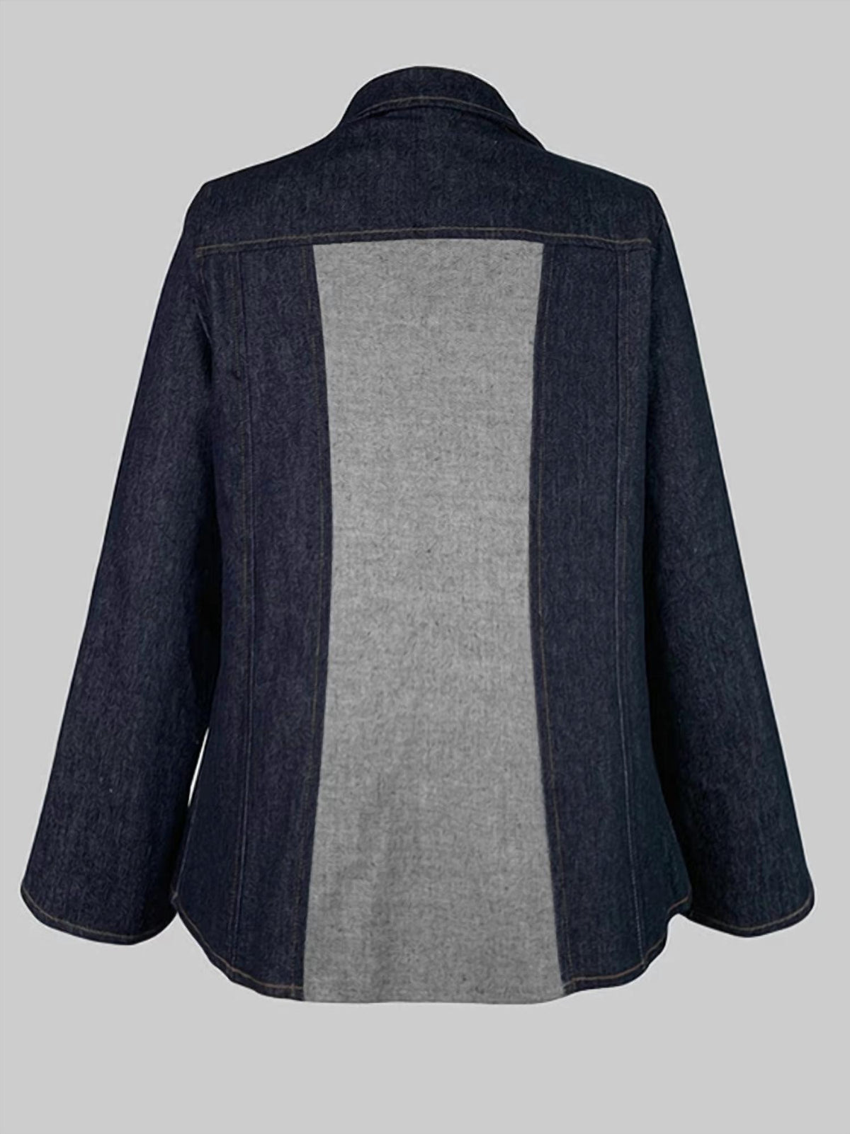Stylewe - Long Denim Patchwork Blazer Jacket