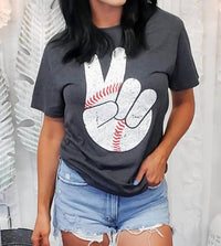Sugar Stitch - Baseball Peace Sign Tee