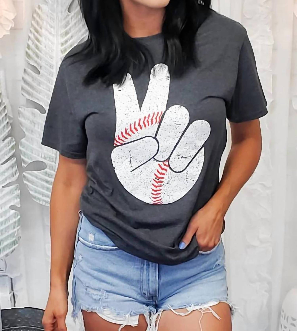 Sugar Stitch - Baseball Peace Sign Tee