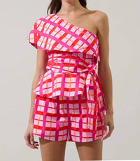 Sugarlips - Checker One Shoulder Top