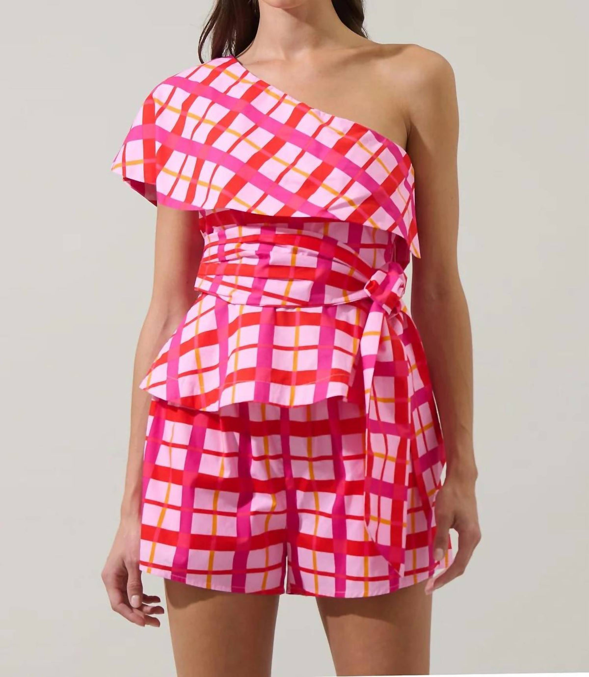 Sugarlips - Checker One Shoulder Top