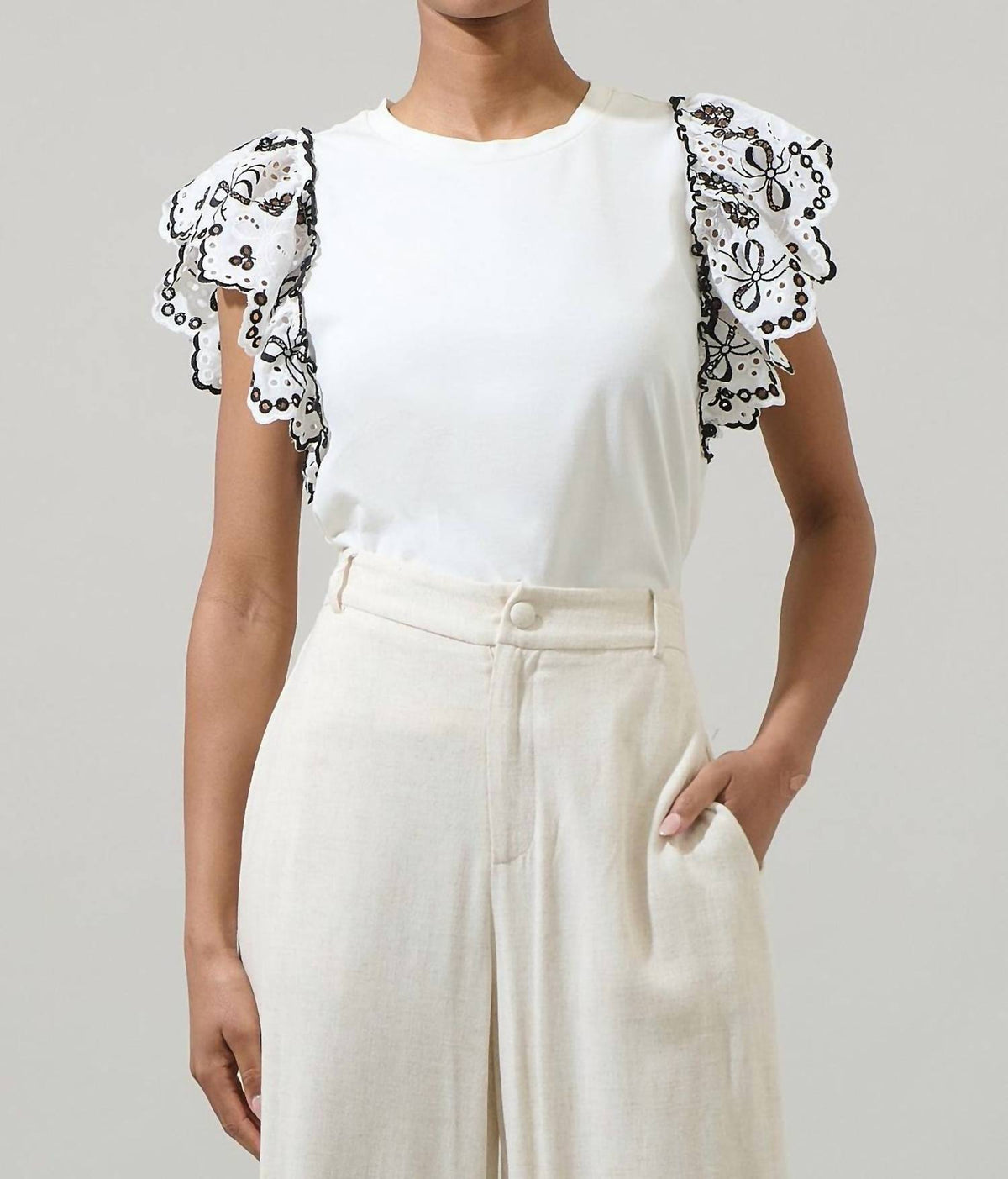 Sugarlips - Ellie Eyelet Ruffle Sleeve Top
