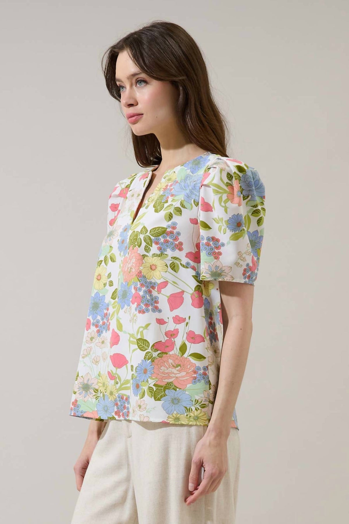 Sugarlips - Esther Floral Puff Sleeve Top