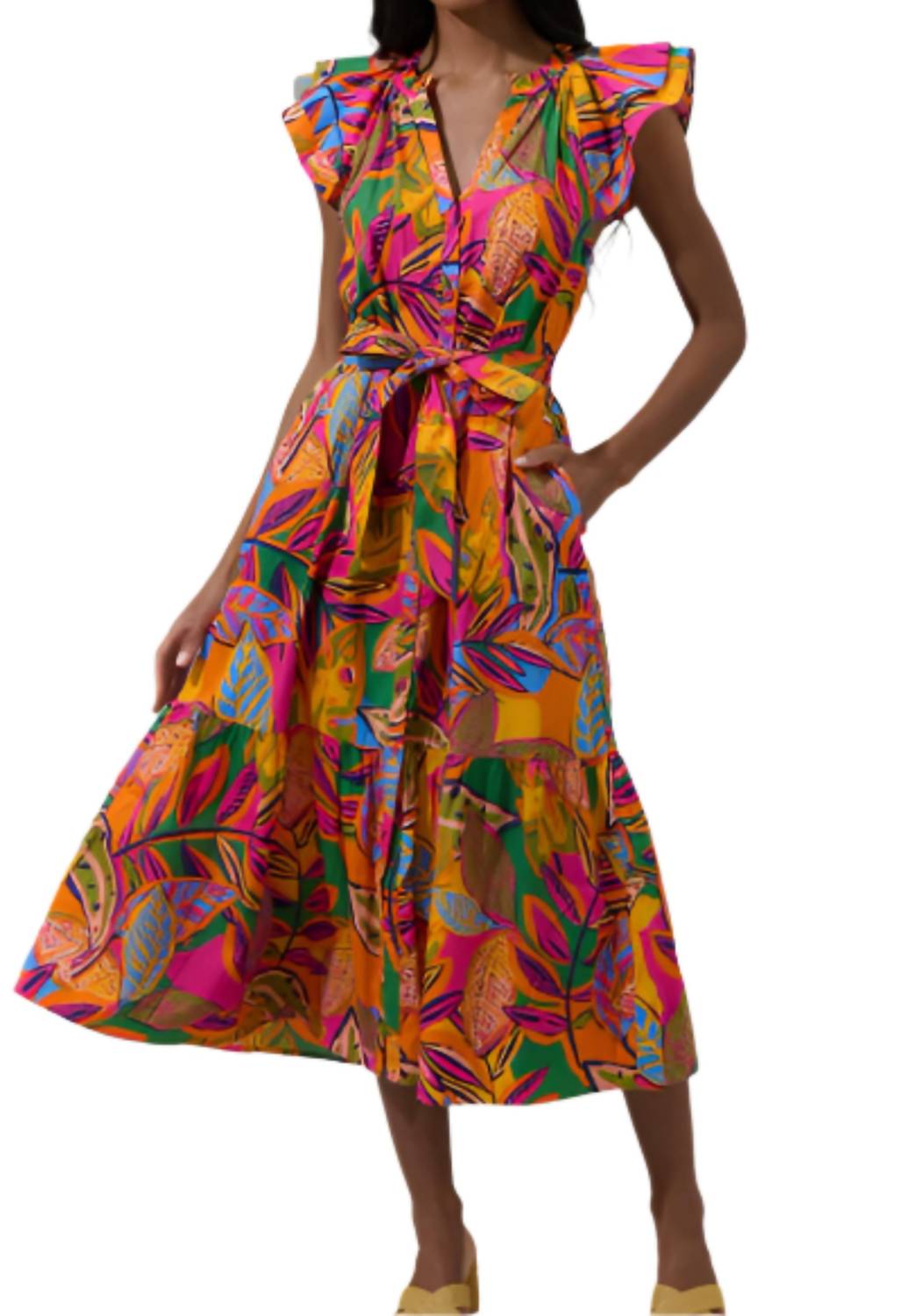 Sugarlips - Floral Button Down Midi Dress