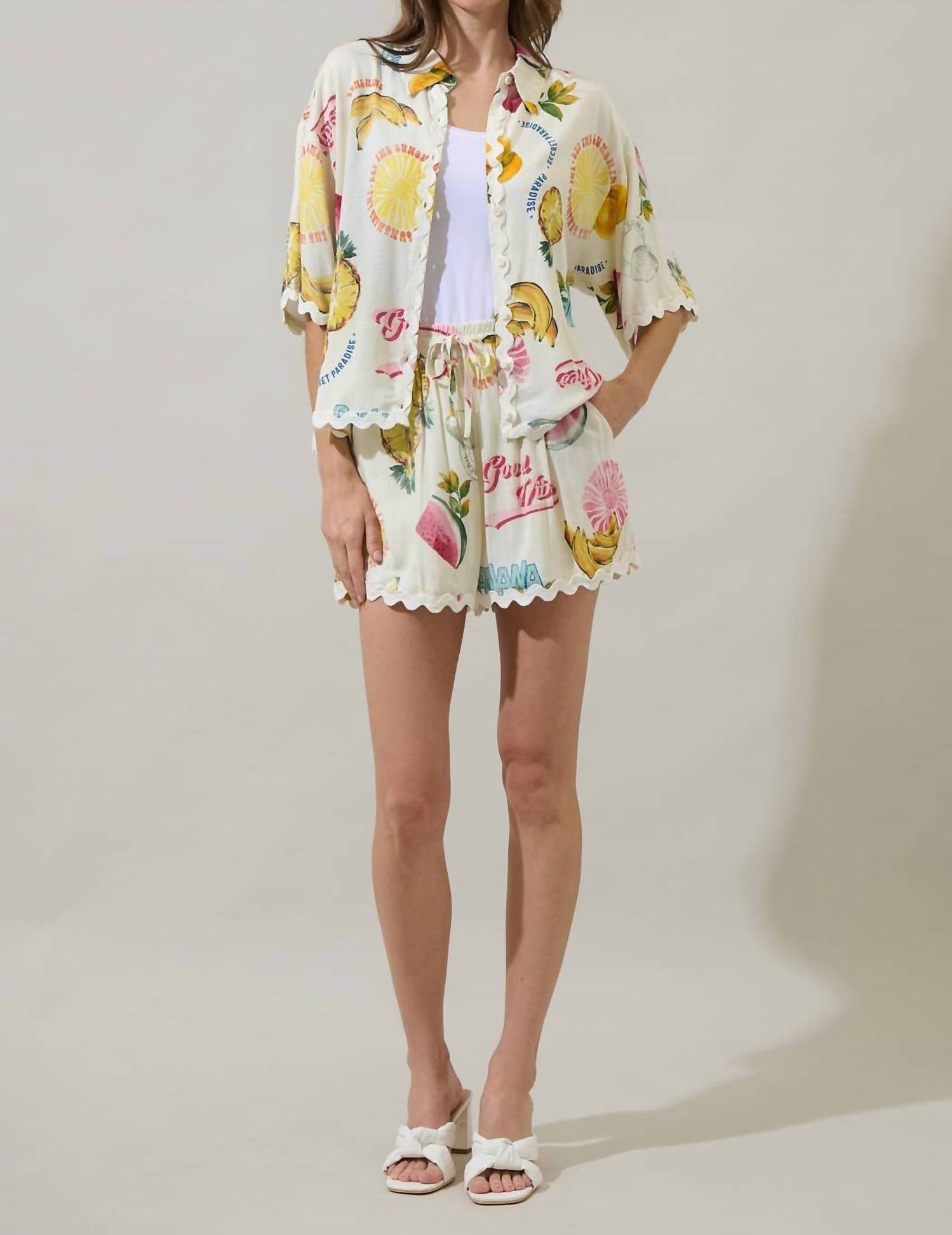 Sugarlips - Halle Drawstring Shorts - clothing - graphic - high - waist