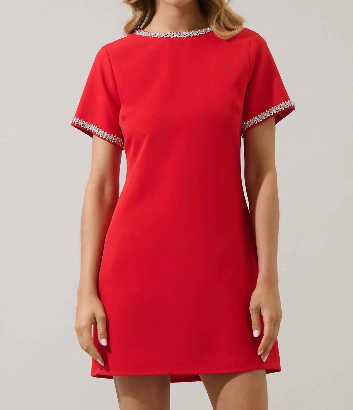 Sugarlips - Kaitlyn Rhinestone Shift Mini Dress