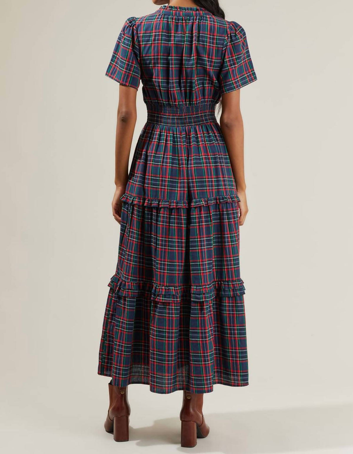 Sugarlips - Miley Plaid Palmer Poplin Tiered Maxi Dress