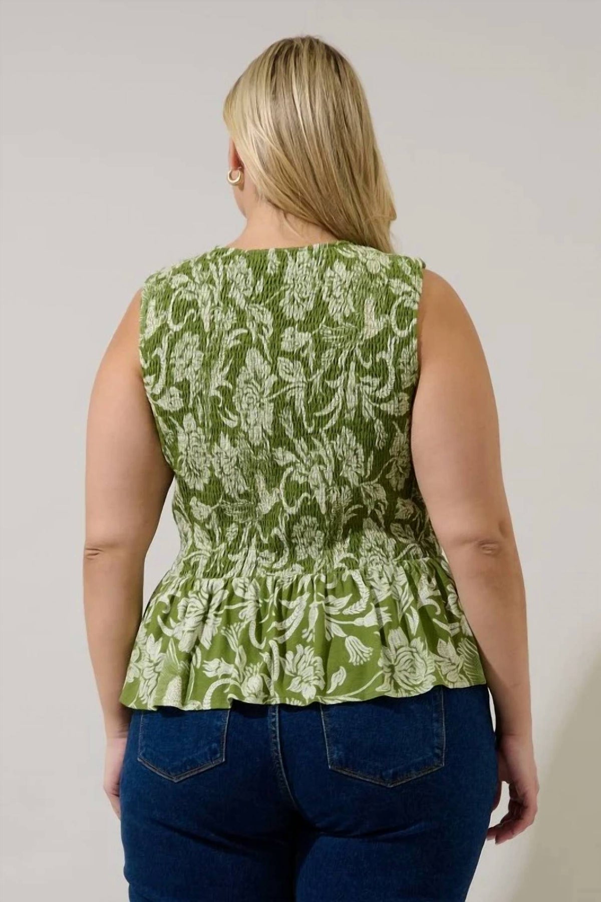 Sugarlips - Olivia Floral Smocked Peplum Top - Plus