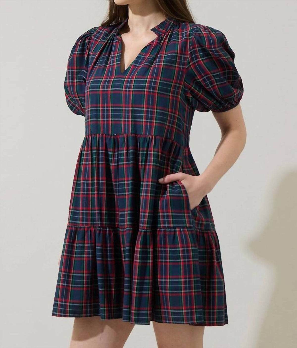 Sugarlips - Plaid Babydoll Mini Dress