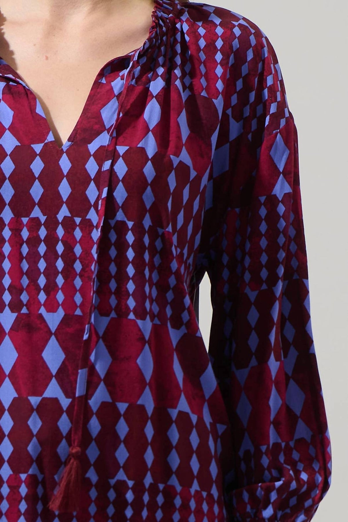 Sugarlips - Ramsay Abstract Weylin Split-neck Blouse