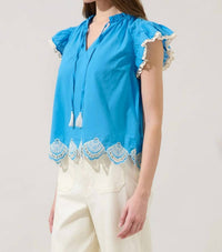Sugarlips - Regina Embroidered Ruffle Tassel Top