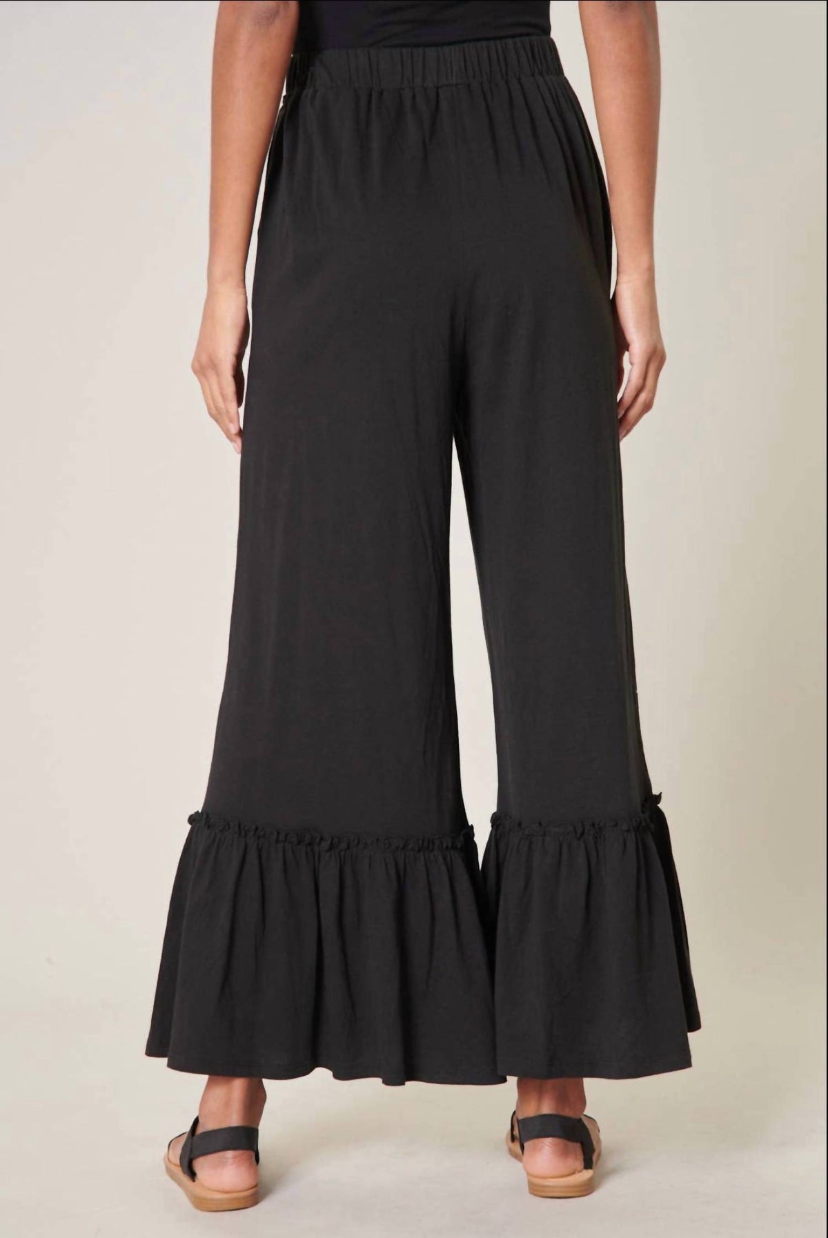 Sugarlips - Ryder Ruffle Wide Leg Cotton Knit Pants