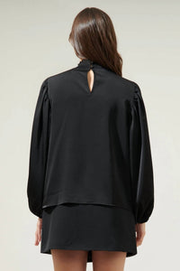 Sugarlips - Satin Blouse - black - blouses - clothing