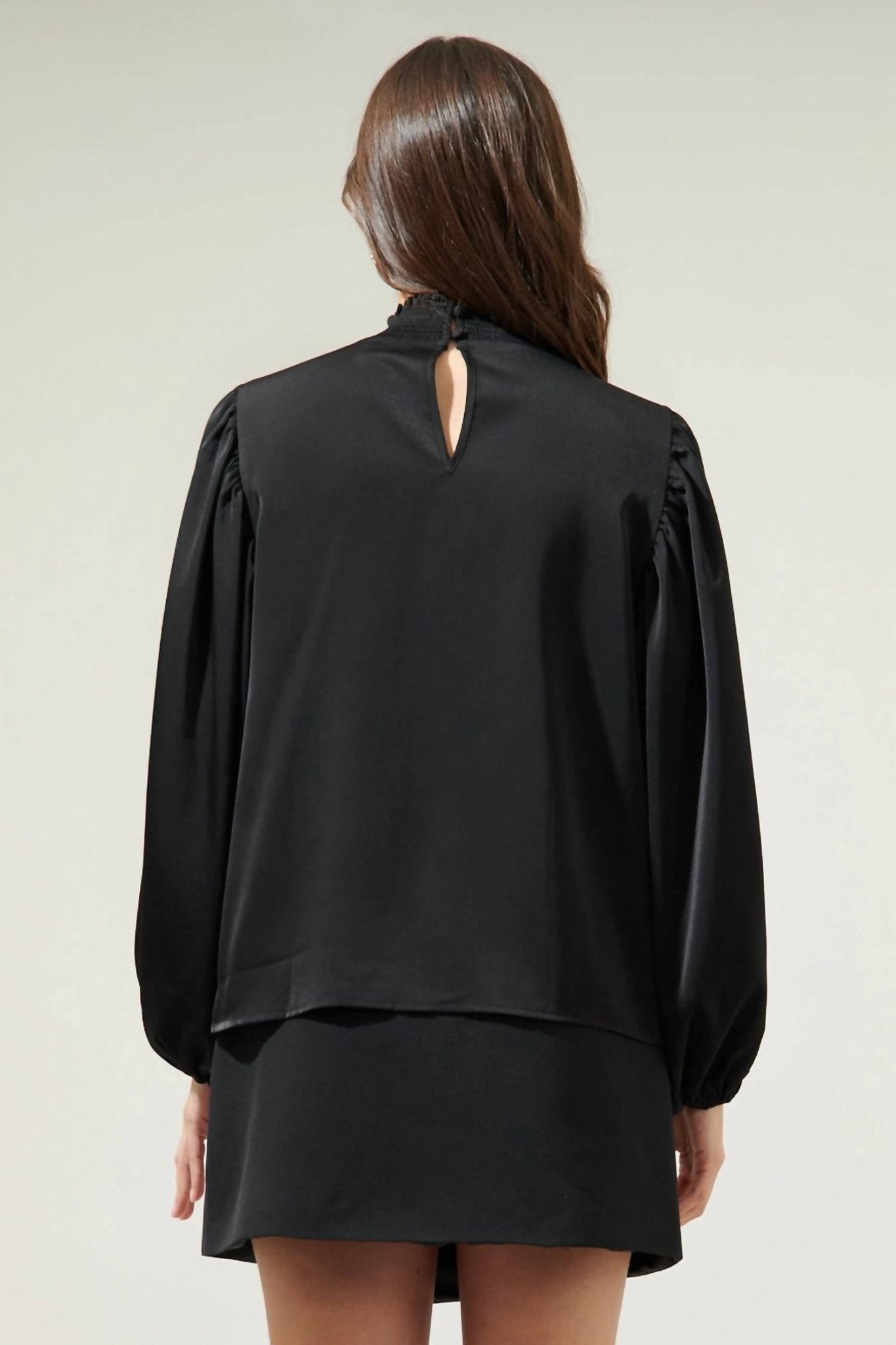 Sugarlips - Satin Blouse - black - blouses - clothing