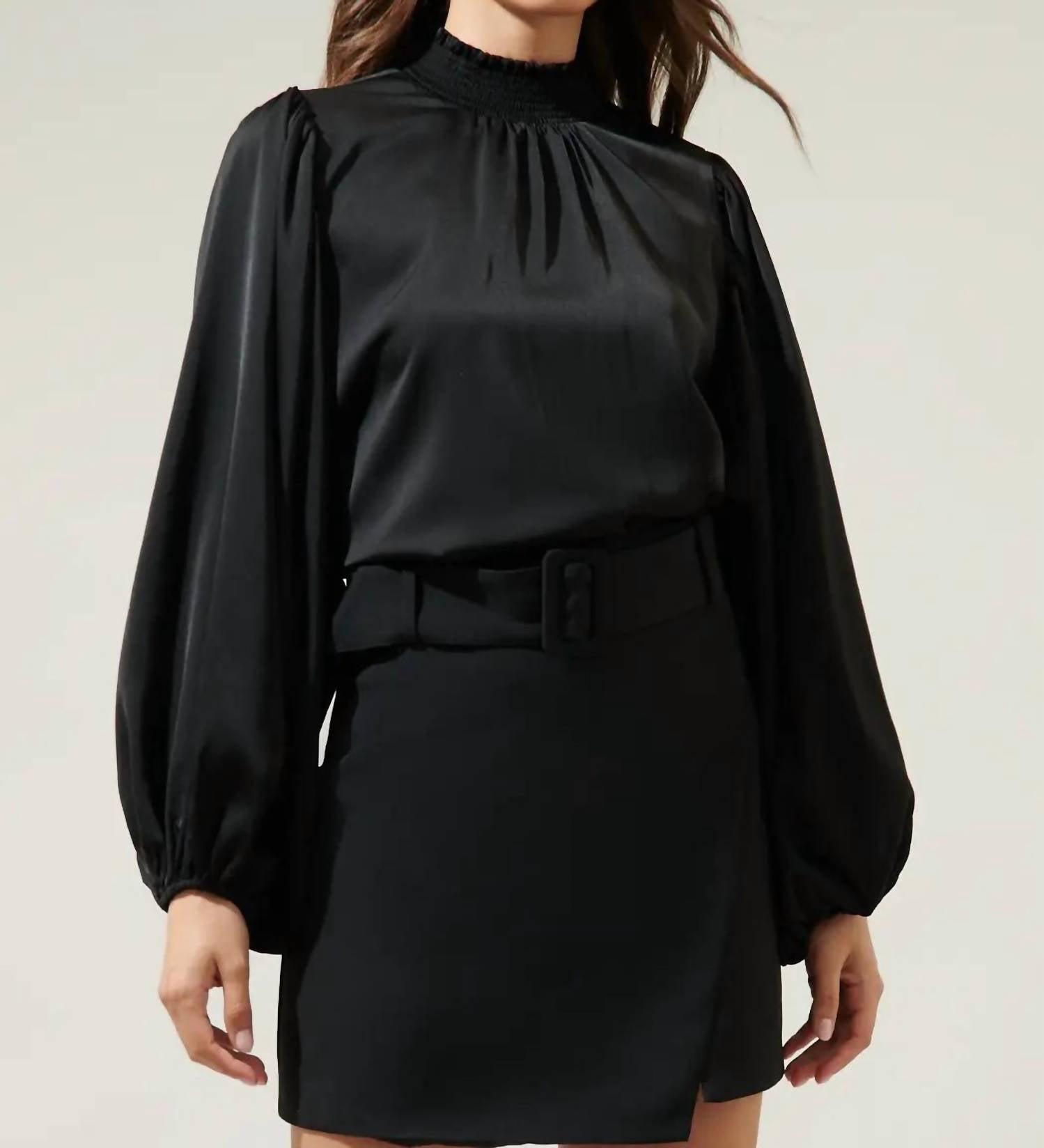 Sugarlips - Satin Blouse - black - blouses - clothing