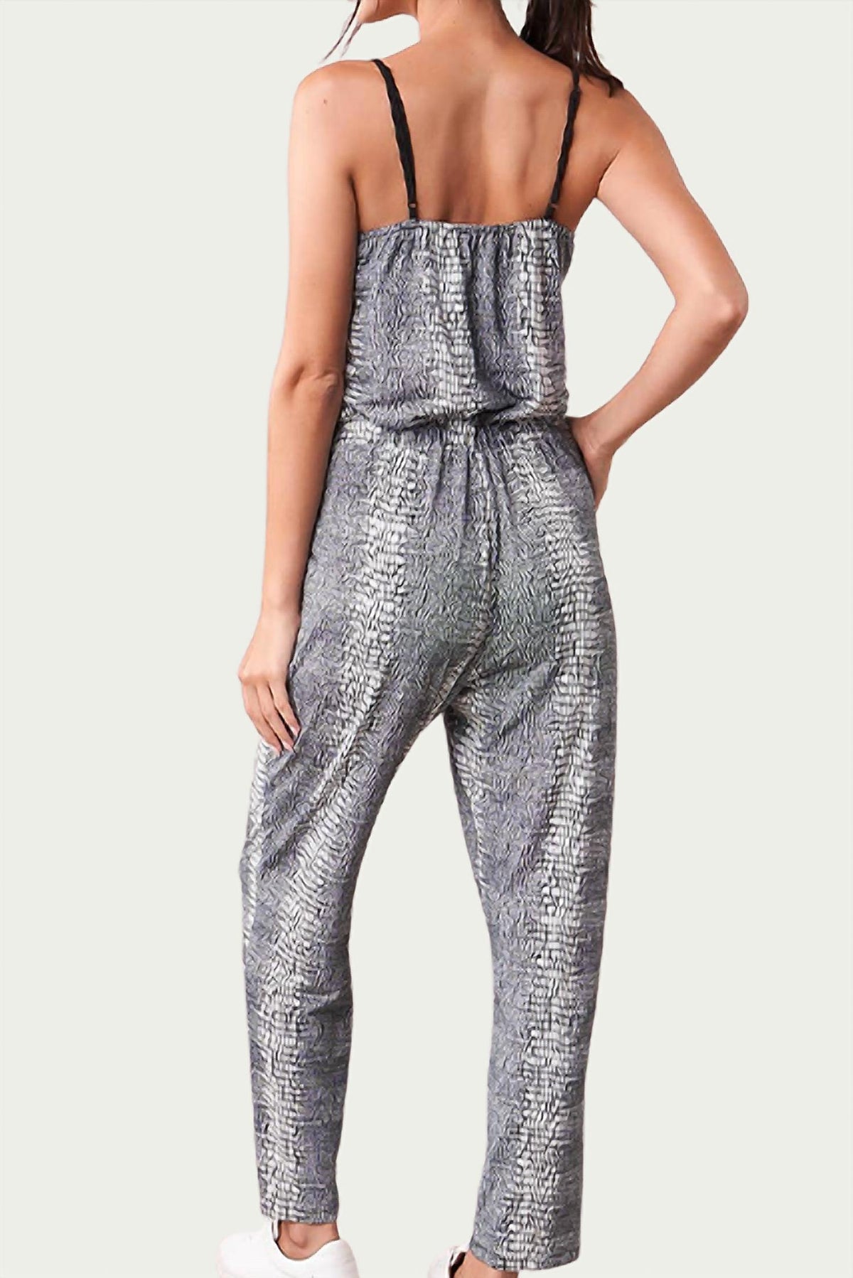 SHELA WRAP-EFFECT TWO-TONE STRETCH-JERSEY JUMPSUIT