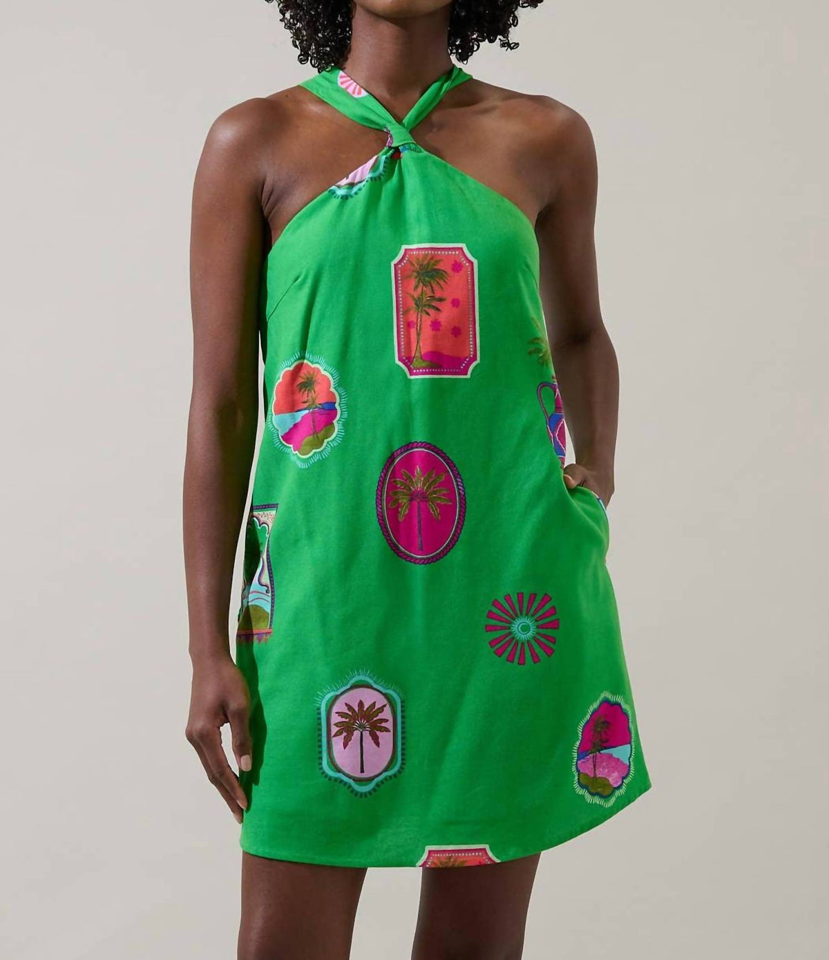 Sugarlips - Tropical Postcard Halter Mini Dress