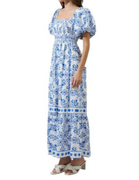 Sugarlips - Veral Floral Berky Smocked Maxi Dress - blue - clothing - cotton