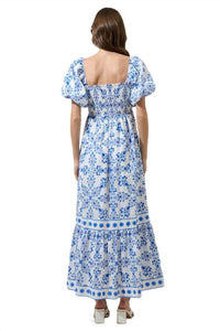 Sugarlips - Veral Floral Berky Smocked Maxi Dress - blue - clothing - cotton