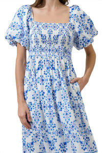 Sugarlips - Veral Floral Berky Smocked Maxi Dress - blue - clothing - cotton