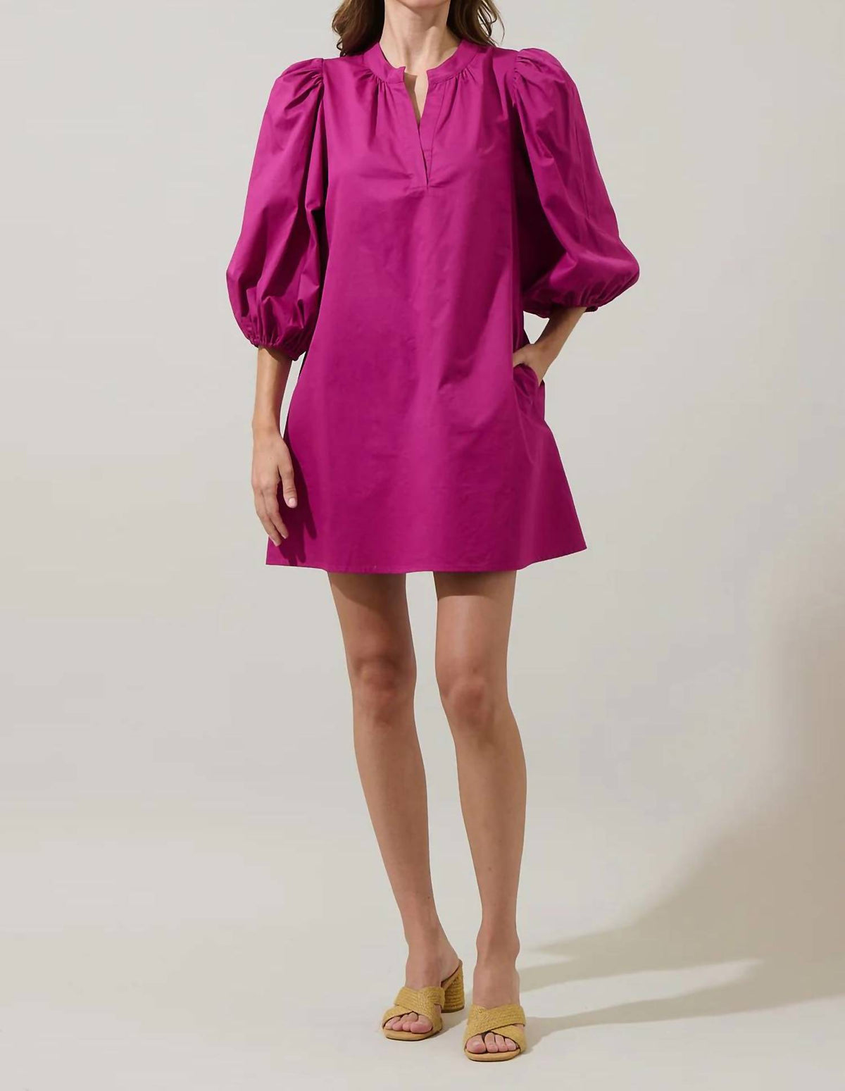 Sugarlips - Victoria Shift Split Neck Mini Dress