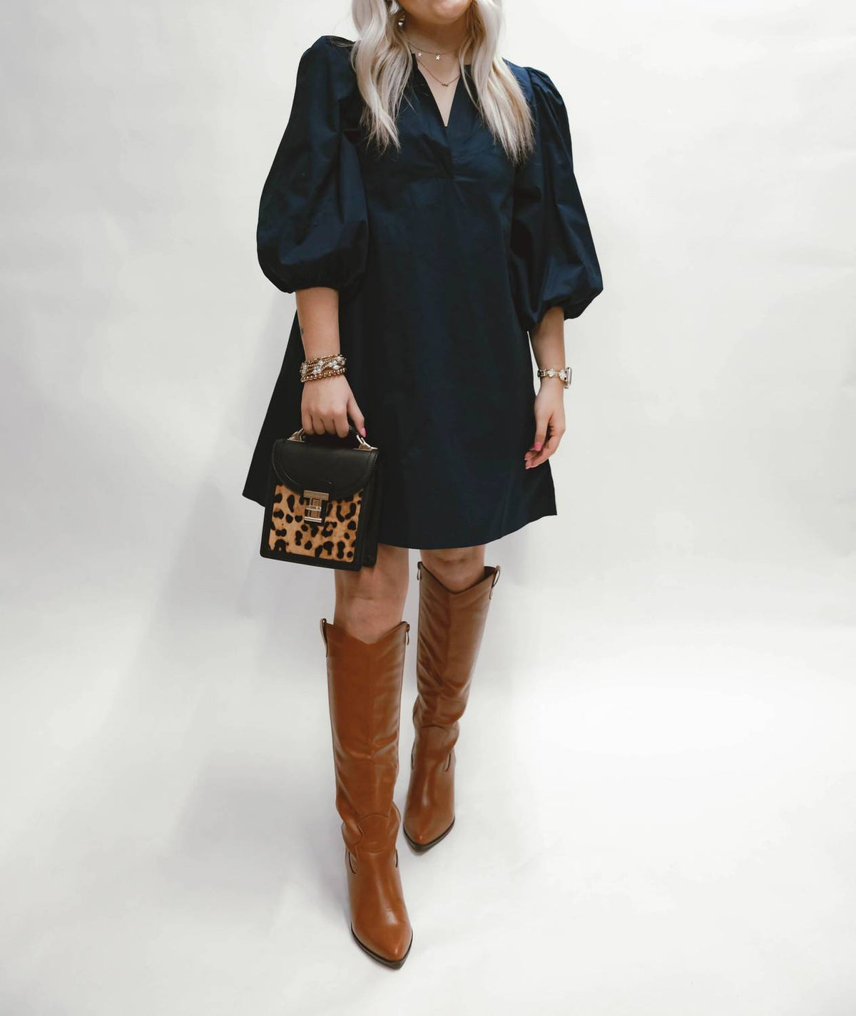 Sugarlips - Victoria Shift Split Neck Mini Dress