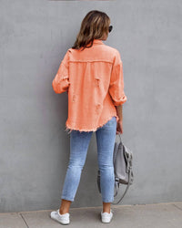 Suhkasana - Dreamsicle Distressed Shacket