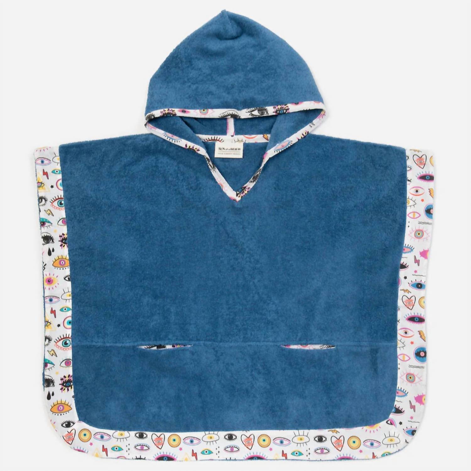 Sun Of A Beach - Kid's Starry Eyes Poncho Towel - bath - bath - towels - blue