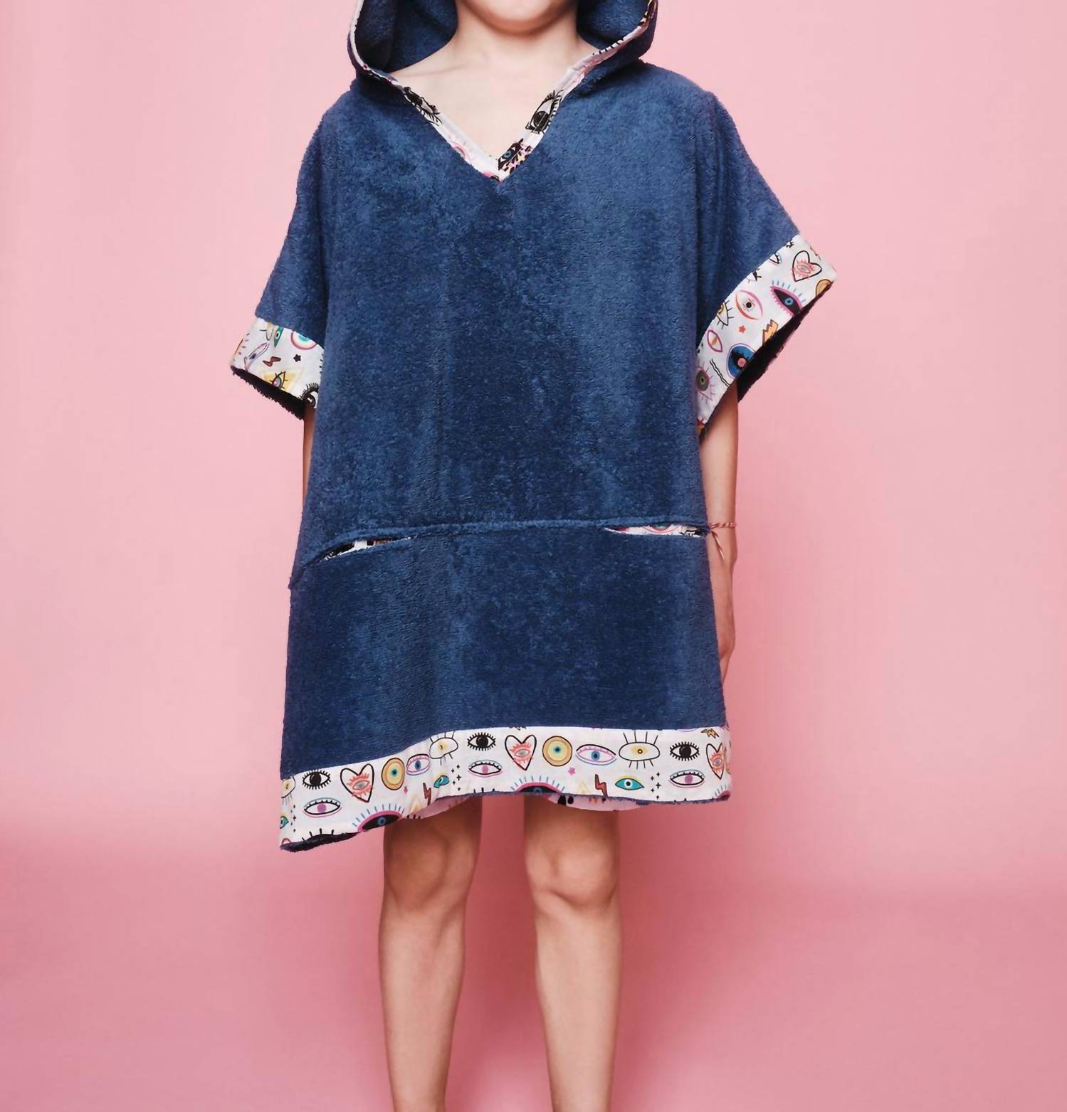 Sun Of A Beach - Kid's Starry Eyes Poncho Towel - bath - bath - towels - blue