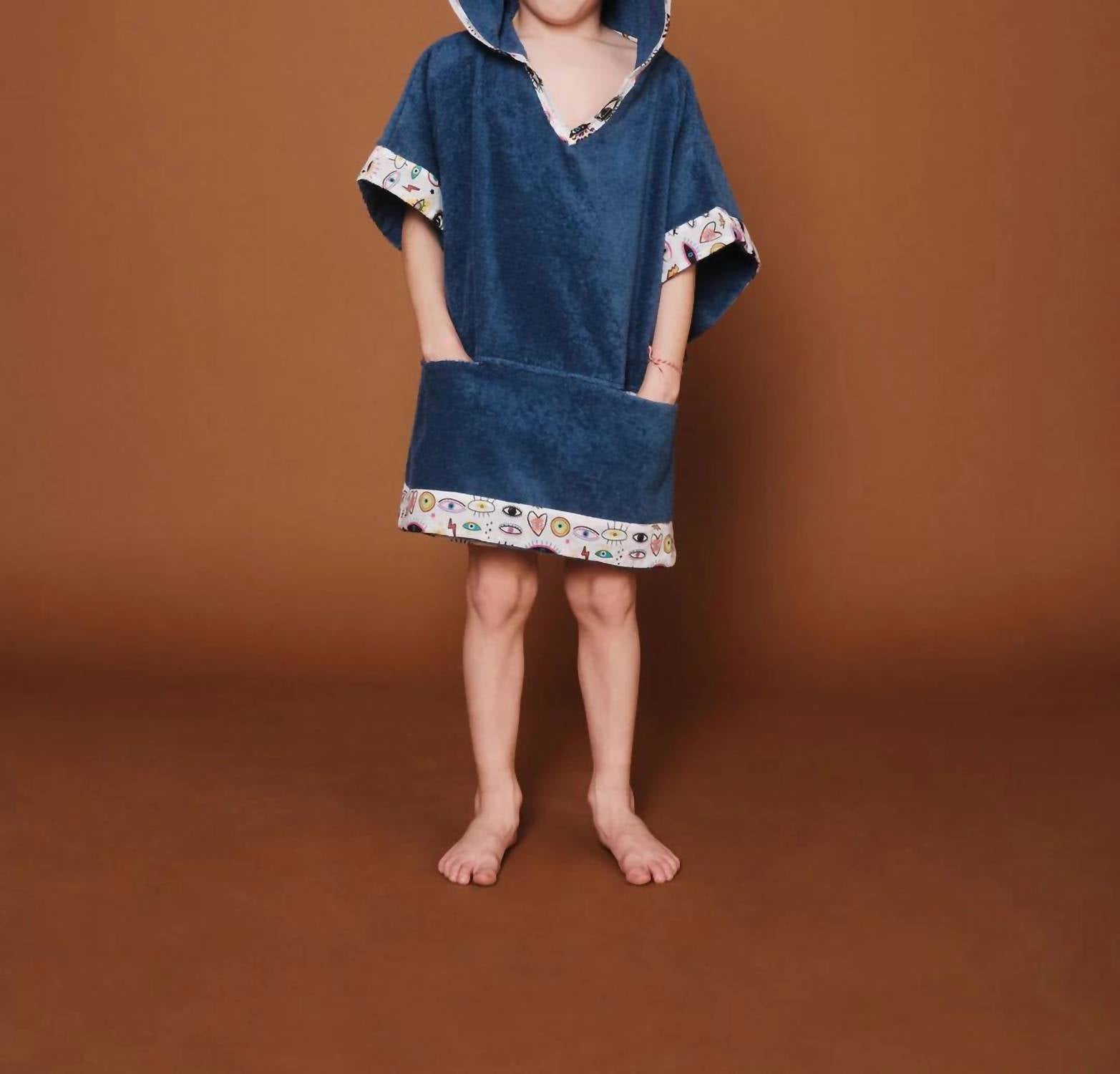 Sun Of A Beach - Kid's Starry Eyes Poncho Towel - bath - bath - towels - blue
