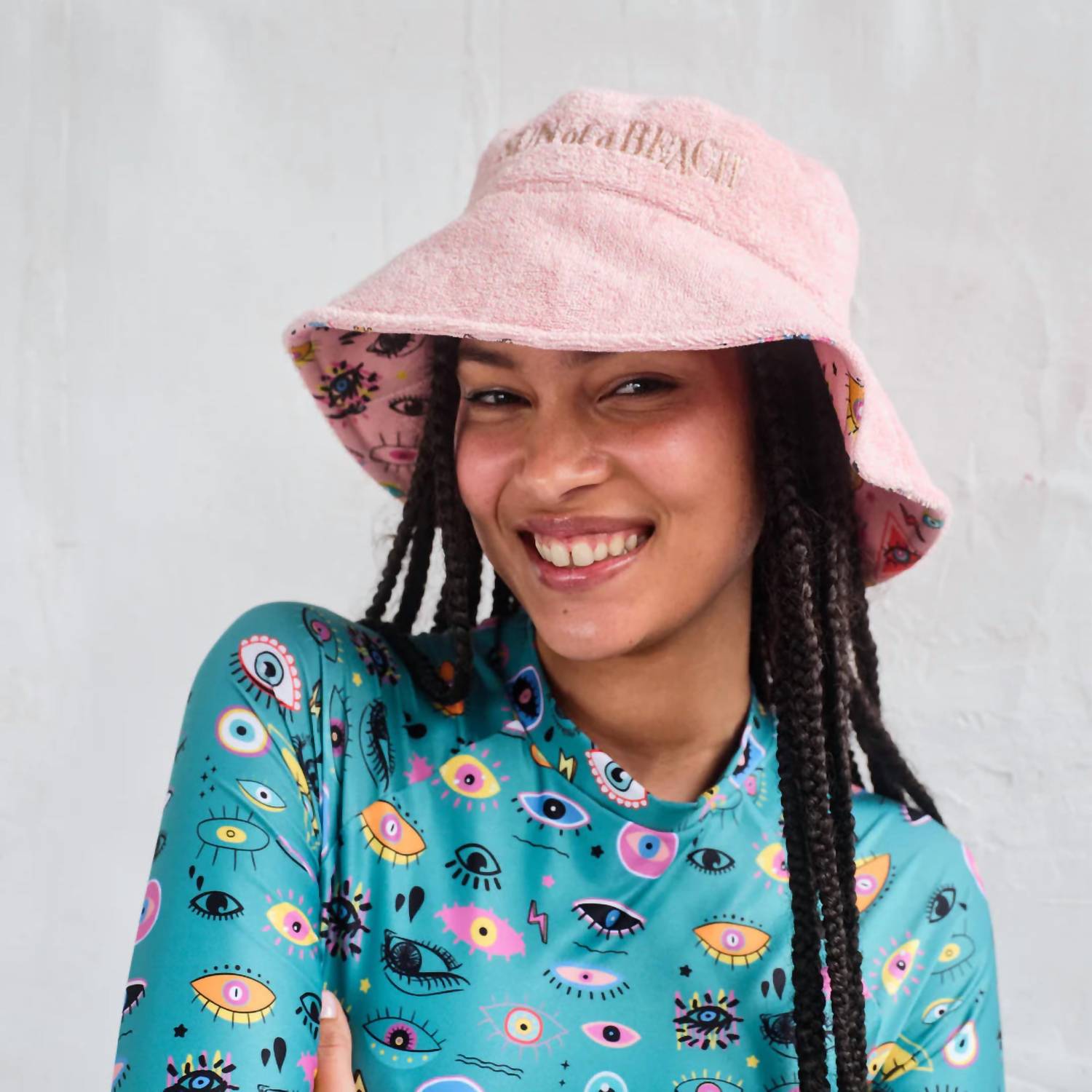 Sun Of A Beach - Women's Electric Eyes Bucket Hat - accessories - hats - pink