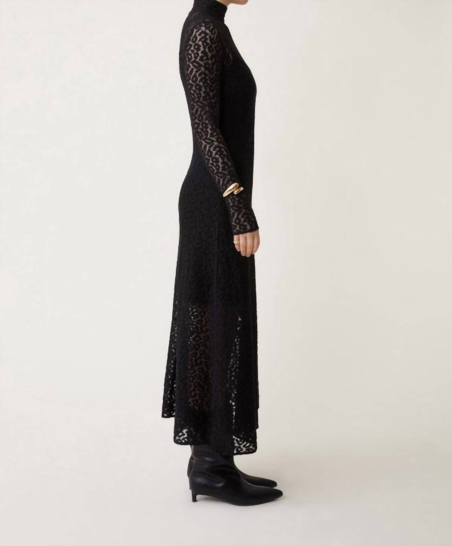 Suncoo - Ciara Lace Midi Dress - black - clothing - cotton - blend