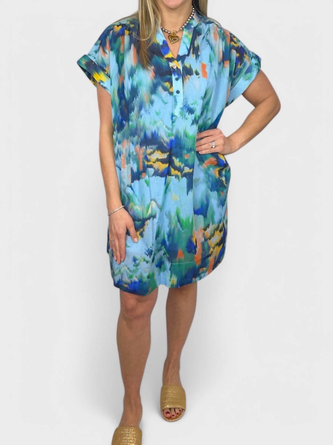 Suncoo - Conely Mini Dress - blue - clothing - cotton
