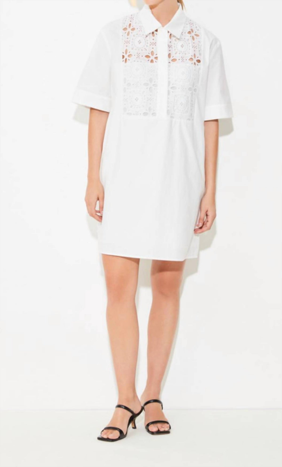 Suncoo - Cross Button Front Mini Dress