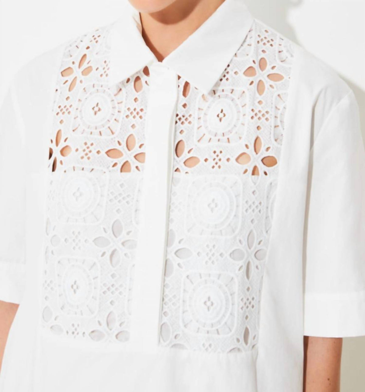 Suncoo - Cross Button Front Mini Dress